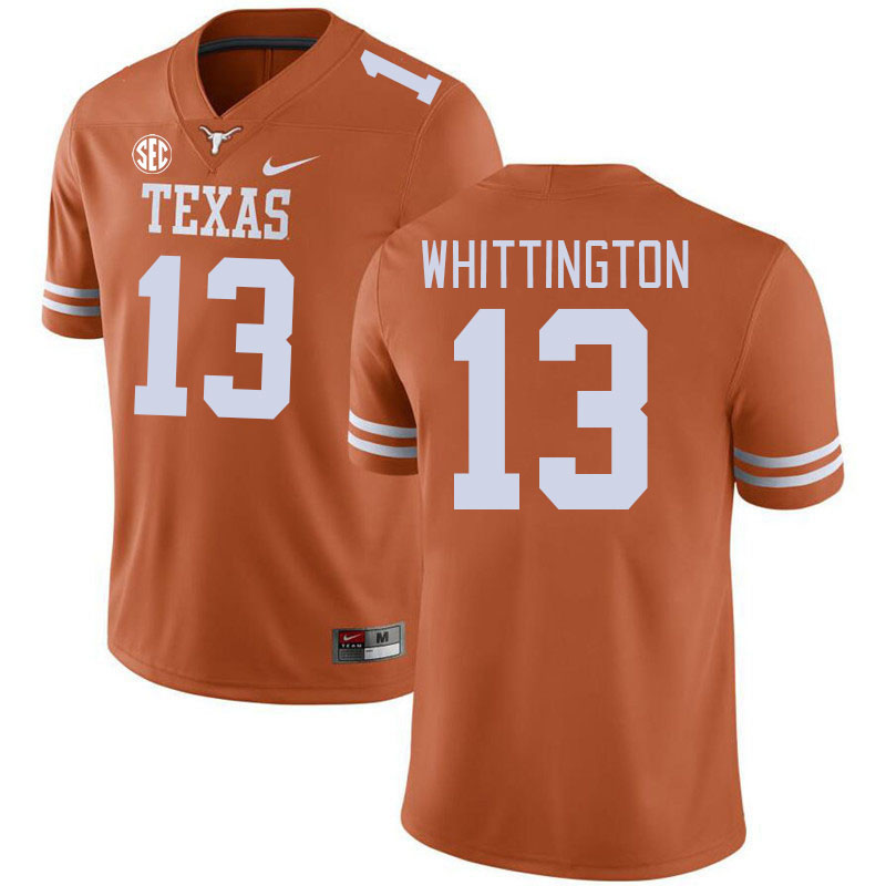 # 13 Jordan Whittington Texas Longhorns Jerseys Football Stitched-Orange
